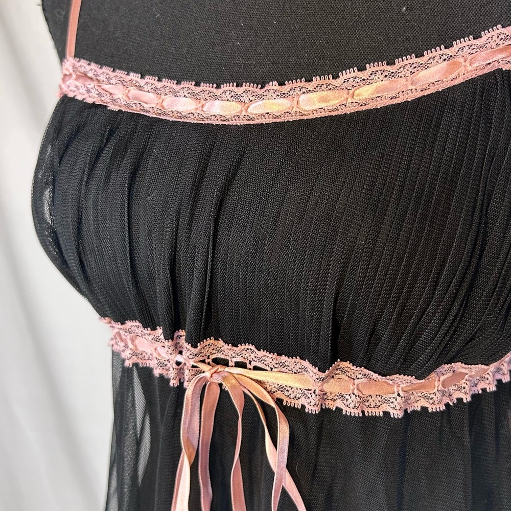 Vintage 2003 Victoria’s Secret Gold Label Black Mesh Babydoll Cami XS - Picture 4 of 6